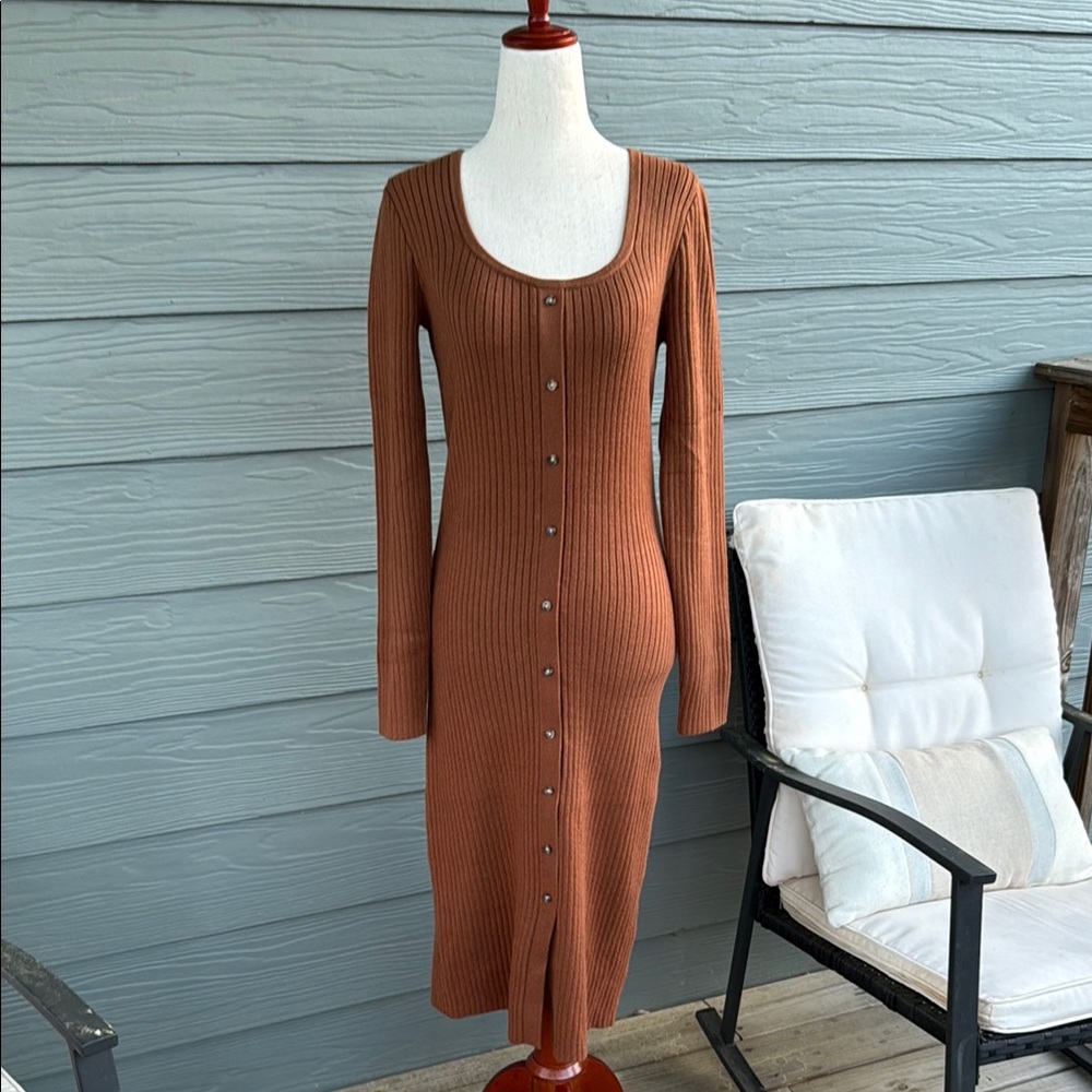 UPWEST Sweater Button-Down Midi Dress